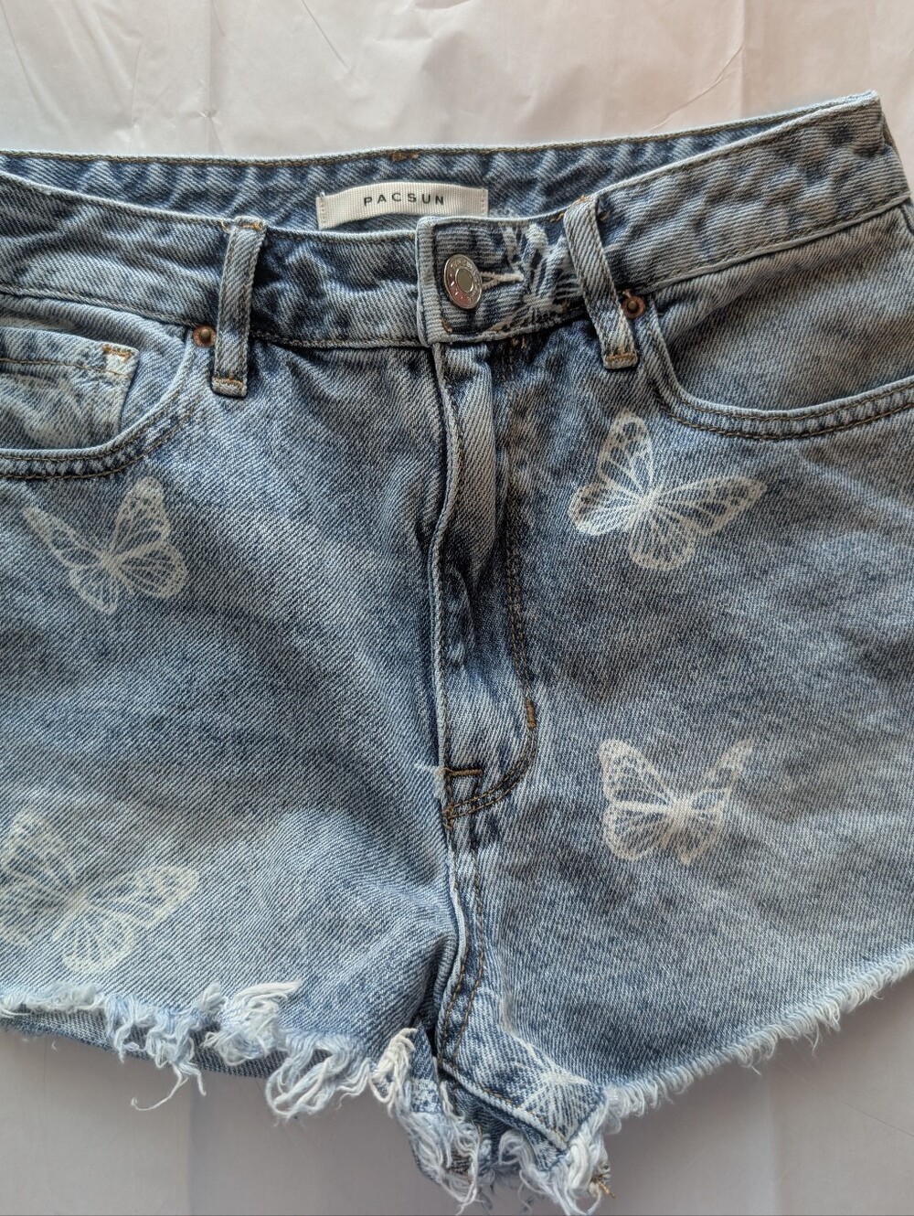 PacSun Light Blue Denim Butterfly High-Rise Shorts